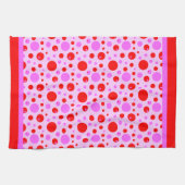 Linge De Cuisine Cercles roses et rouges et Pois sur rose (Horizontal)