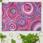 Linge De Cuisine Cercles roses et violets et tourbillons Art origin (Plié)