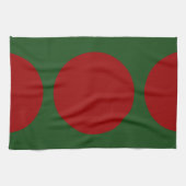 Linge De Cuisine Cercles rouges sur vert (Horizontal)