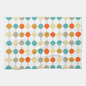 Linge De Cuisine Cercles Tan Crème Orange Turquoise Sur Lignes Noir (Horizontal)