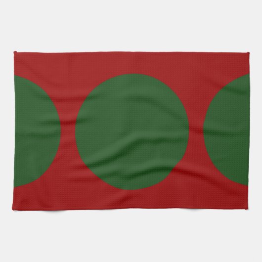 Linge De Cuisine Cercles verts en rouge (Horizontal)