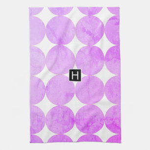 Linge De Cuisine Cercles violets modernes   Monogramme