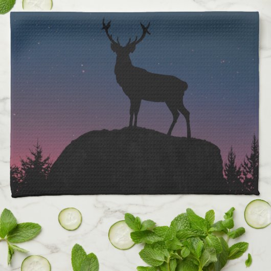 Linge De Cuisine cerf au clair de lune (Plié)