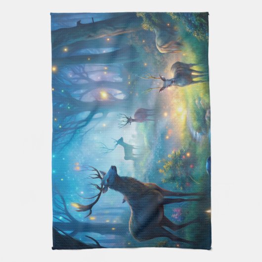 Linge De Cuisine Cerf dans la forêt enchantée (Vertical)