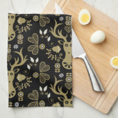 Linge De Cuisine Cerf d'art populaire scandinave (Quart Plié)