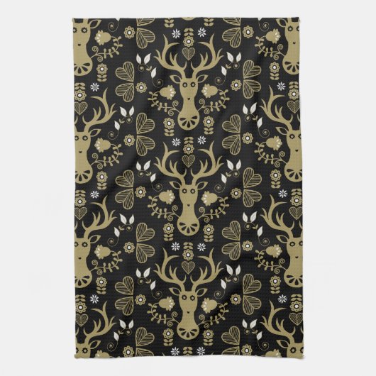 Linge De Cuisine Cerf d'art populaire scandinave (Vertical)