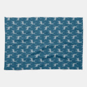 Linge De Cuisine Cerf d'art populaire scandinave en bleu (Horizontal)