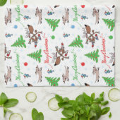 Linge De Cuisine cerf de Noël fou (Plié)