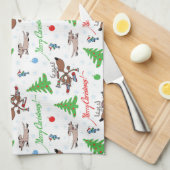 Linge De Cuisine cerf de Noël fou (Quart Plié)