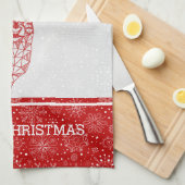 Linge De Cuisine Cerf de Noël géométrique moderne rouge (Quart Plié)