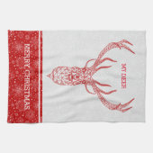 Linge De Cuisine Cerf de Noël géométrique moderne rouge (Horizontal)