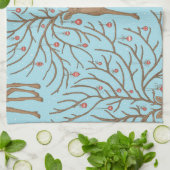 Linge De Cuisine Cerf de Noël sur fond bleu (Plié)