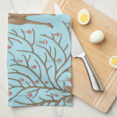 Linge De Cuisine Cerf de Noël sur fond bleu (Quart Plié)