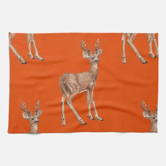 Linge De Cuisine Cerf en rouge (Horizontal)