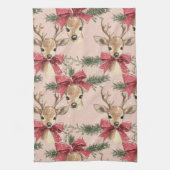 Linge De Cuisine Cerf mignon avec Bow rouge | Noël rouge (Vertical)