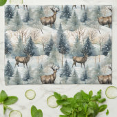 Linge De Cuisine Cerfs de la forêt aquarelle d'hiver (1) (Plié)
