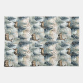 Linge De Cuisine Cerfs de la forêt aquarelle d'hiver (1) (Horizontal)