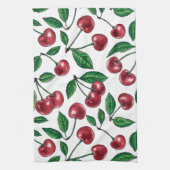 Linge De Cuisine Cerises rouges sur blanc (Vertical)