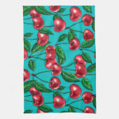 Linge De Cuisine Cerises rouges sur turquoise (Vertical)