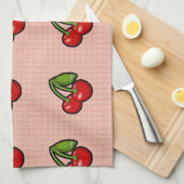 Linge De Cuisine Cerises sur Fleur (Quart Plié)