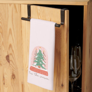 Linge De Cuisine C'est la saison Pink Snow Globe Retro Noël