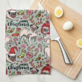 Linge De Cuisine C'est un joyeux motif de Noël de carlin (Quart Plié)