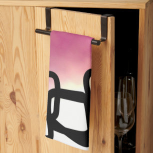 Linge De Cuisine Chaîne de blocage : Abstrait rose, jaune, noir et 