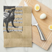 Linge De Cuisine Chaire française sur Burlap (Quart Plié)