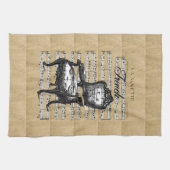 Linge De Cuisine Chaire française sur Burlap (Horizontal)