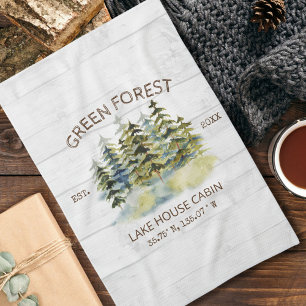 Linge De Cuisine Chalet de lac de la cabane de la forêt de pins bru