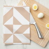 Linge De Cuisine Chaleureux Beige Géométrique Motif (Quart Plié)
