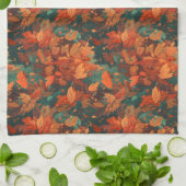 Linge De Cuisine Chaleureux Feuilles rustiques d'aquarelle - Boho e (Plié)