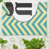 Linge De Cuisine Chalkboard Mr Jaune et Green Zigzag Chevron (Plié)