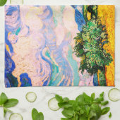 Linge De Cuisine Champ de blé Vincent Van Gogh avec Cyprès (Plié)