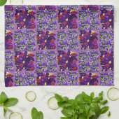 Linge De Cuisine Champ Pansy Violet Et Typographie, (Plié)