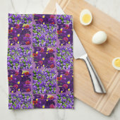 Linge De Cuisine Champ Pansy Violet Et Typographie, (Quart Plié)