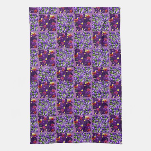 Linge De Cuisine Champ Pansy Violet Et Typographie, (Vertical)