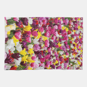 Linge De Cuisine champ plein de tulipes