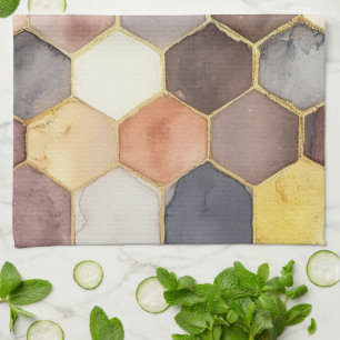 Linge De Cuisine Champagne Blush au peigne de miel de Glam Abstrait