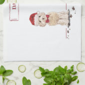 Linge De Cuisine Champagne Cockapoo Drôle chien de Noël avec arbre (Plié)