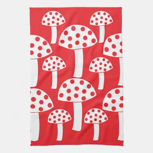 Linge De Cuisine Champignon Rouge Champignon Blanc (Vertical)