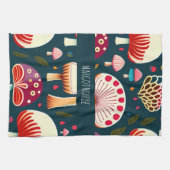 Linge De Cuisine Champignons amusants Rouge Blanc Aquarelle Motif (Horizontal)
