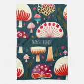 Linge De Cuisine Champignons amusants Rouge Blanc Aquarelle Motif (Vertical)