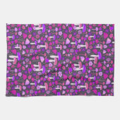 Linge De Cuisine Champignons & Fleurs Vibrants rose, violet & noir (Horizontal)