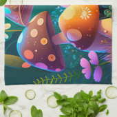 Linge De Cuisine Champignons mignons dans la forêt (Plié)