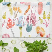 Linge De Cuisine Champignons Pastel Aquarelle (Plié)