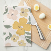 Linge De Cuisine Champs de fleurs Floral - Jaune gaie et rose (Quart Plié)