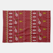 Linge De Cuisine Chandail de Noël de Tennis Motif tricoté Rouge Noë (Horizontal)