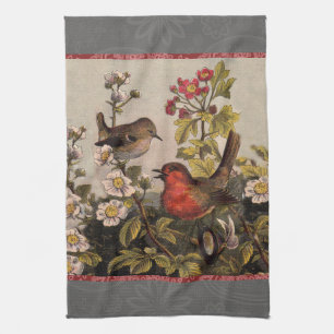 Linge De Cuisine Chant d'oiseaux du printemps vintage botanique flo
