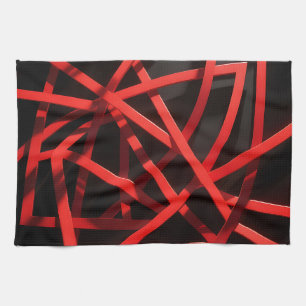 Linge De Cuisine Chaos Abstrait Géométrique Rouge